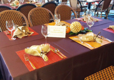 African Lodge event with neutral linens